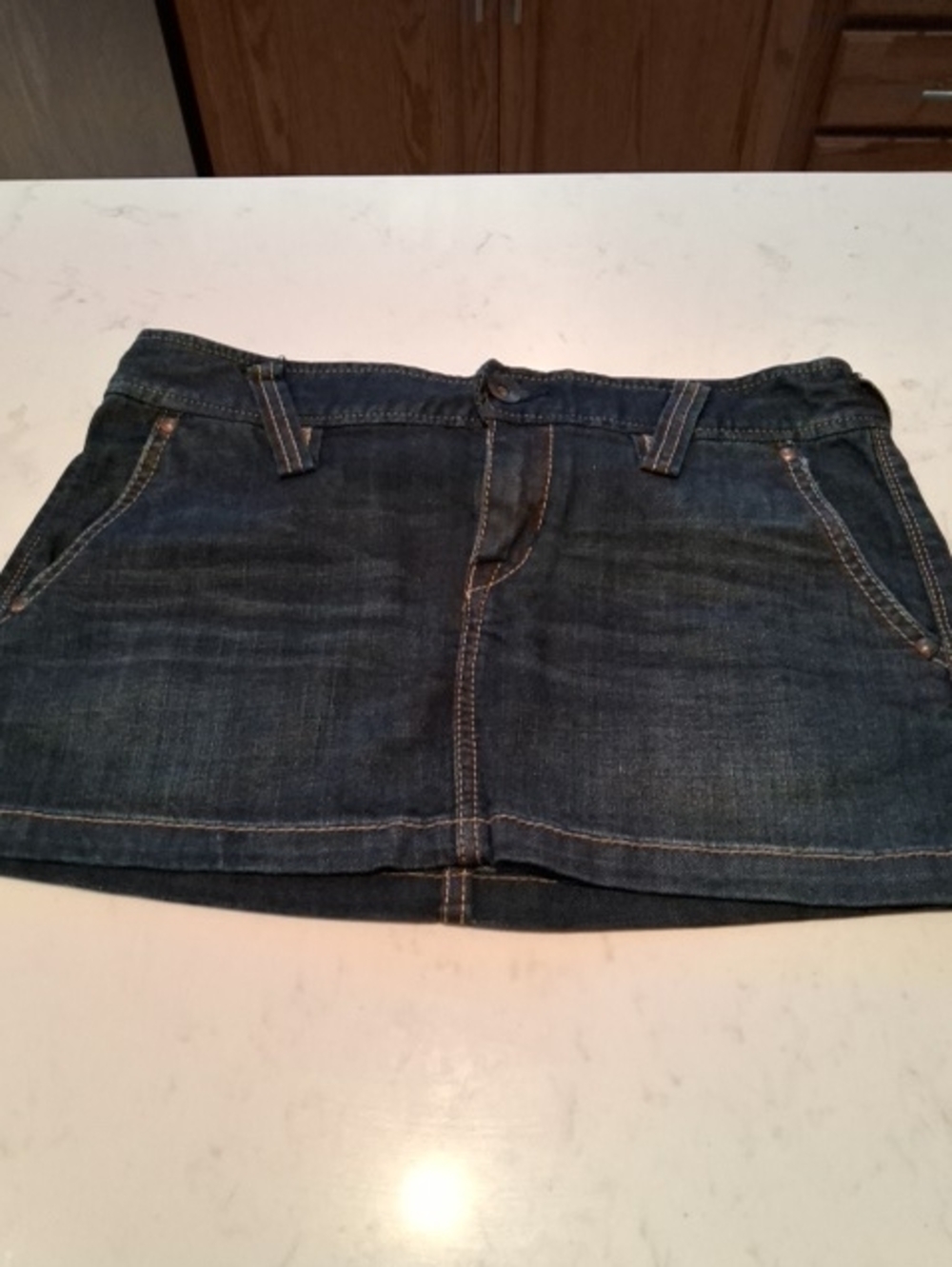 X2 Dark Blue Denim Mini Skirt